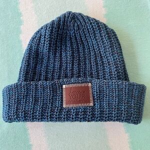 Love Your Melon Blue & Black Knit Beanie Hat Made in USA
